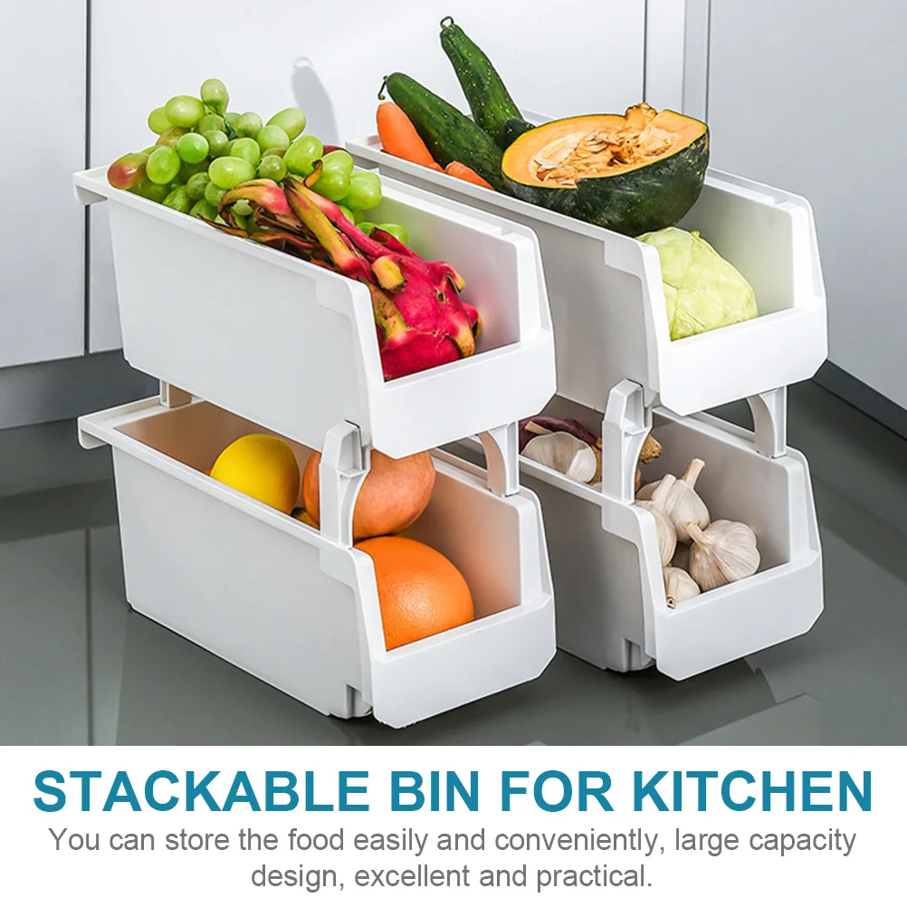

Household Plastic Food Organizer Large Capacity Space-Saving Home Bins Organizing Food For Stackable Storage Bin