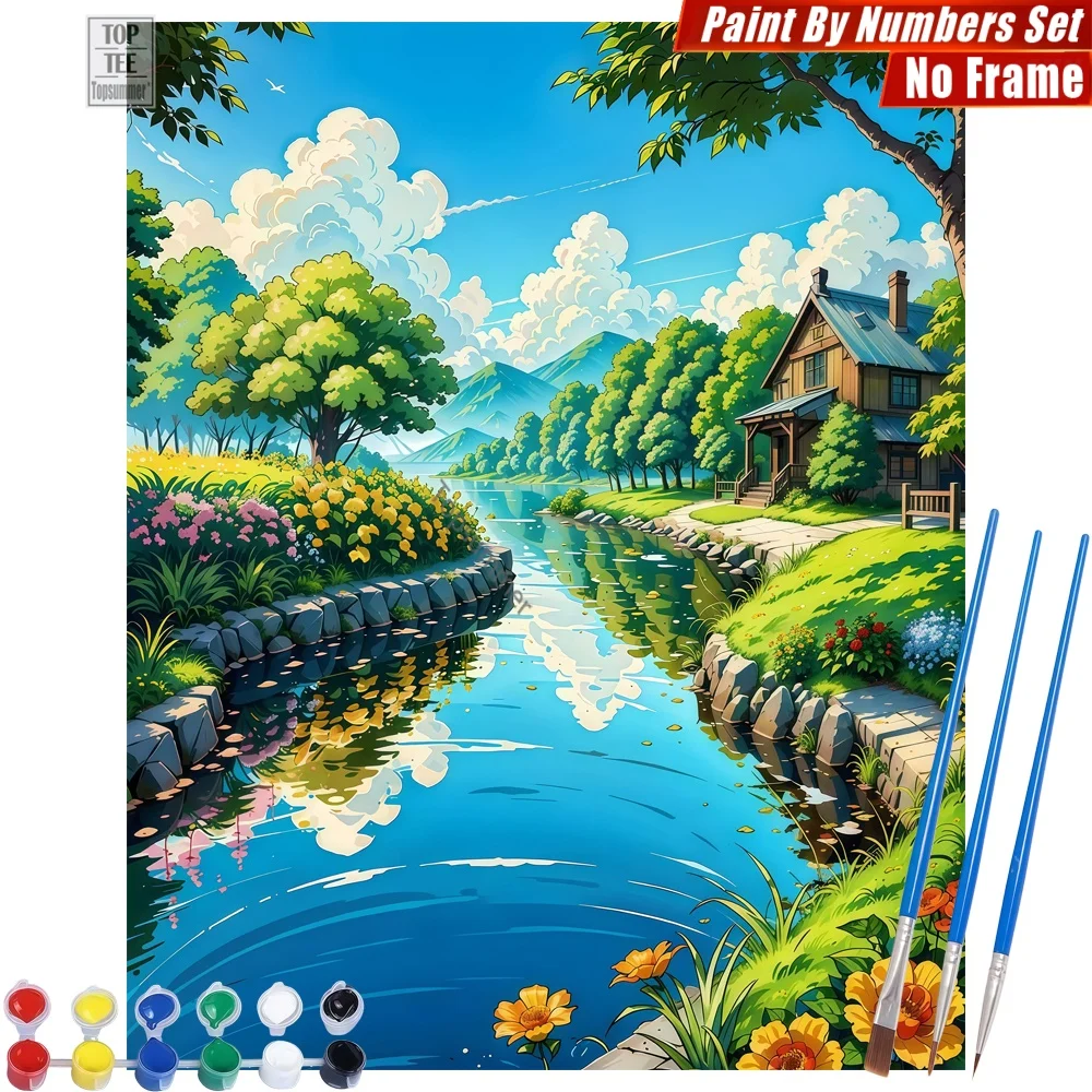 

Набор для рисования маслом по номерам «Волнистая река в сельской местности» - пейзаж с деревенским ландшафтом, декор для комнаты, рождественский подарок для друга