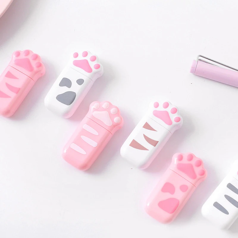 1Set Cat Paw Pencil Case Cute Stationery Set Sharpener Correction Tape Kawaii Eraser Papeleria Ruler Pencil Box School Supplies image 5