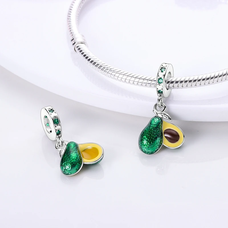 925er Sterlingsilber, grüne Serie, Avocado-Anhänger, Kaktus-Charms, Perlen, passend für Original-Armbänder, Damen-DIY-Schmuck – Detail 25