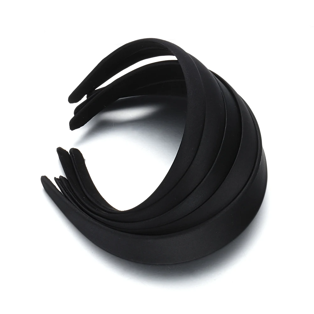 1pc 1.5/2/2.5/3/4cm Black Fabric Covered Plastic Wide Headbands Flat Bezel Base Settings For DIY Jewelry Making Hair Accessories