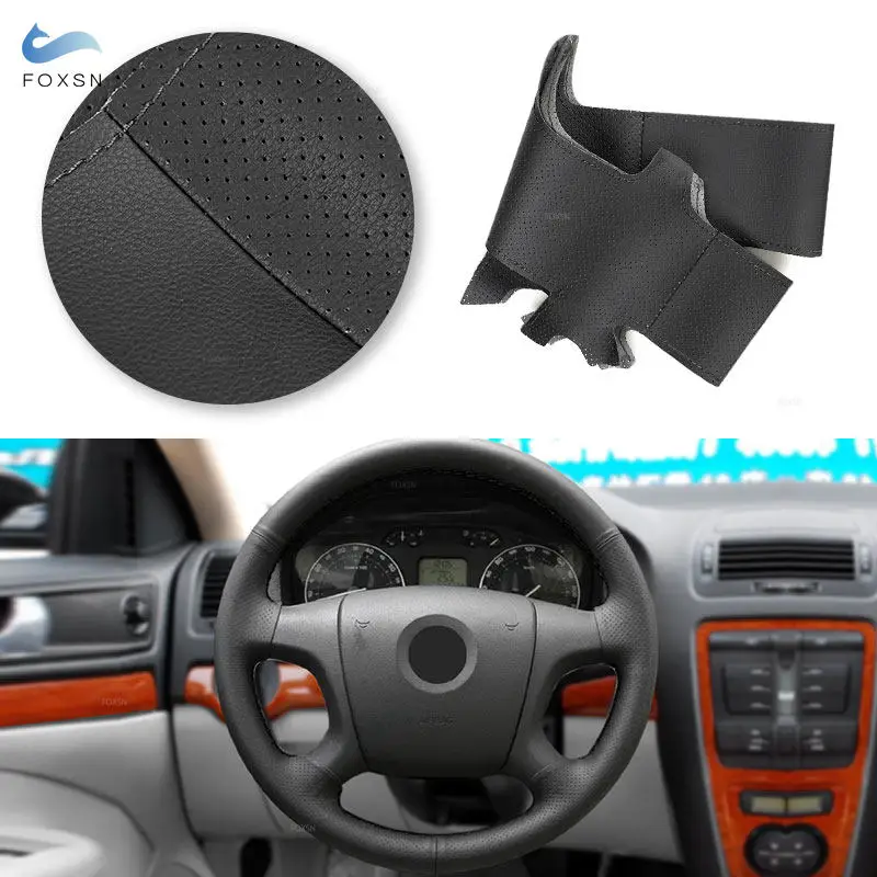 Car Accessories Steering Wheel Black Perforated Leather Cover For Skoda Octavia Fabia 2004 - 2009 Superb Roomster 2006 2007 2008