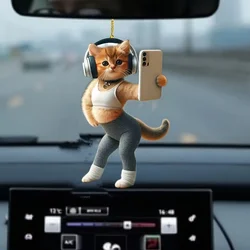 2D Cute Cat Pendant Dressed Cartoon Kitten Keychain Acrylic Hanging Ornament Decor for Car Backpack Home Festive Gift For Women