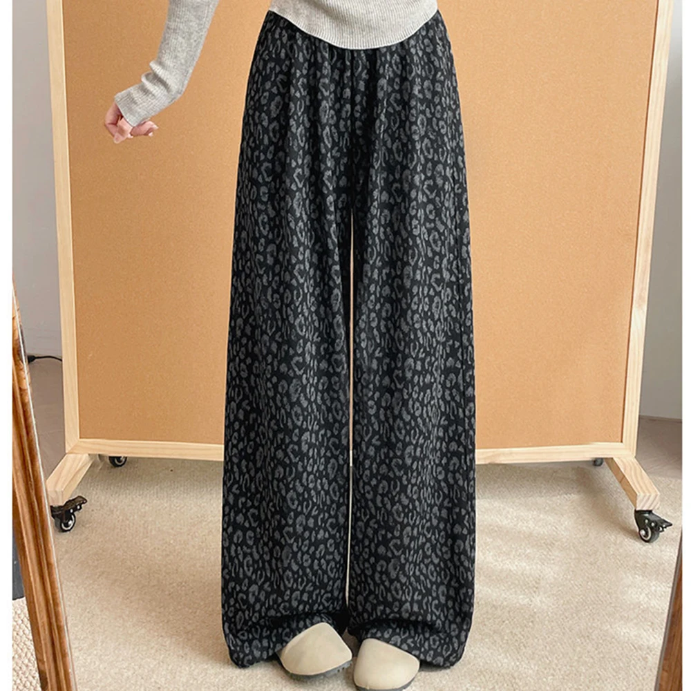 

Женские новые брюки с леопардовым принтом, широкие, прямые, с высокой талией, летние/осенние, повседневные, в расслабленном стиле, спортивные