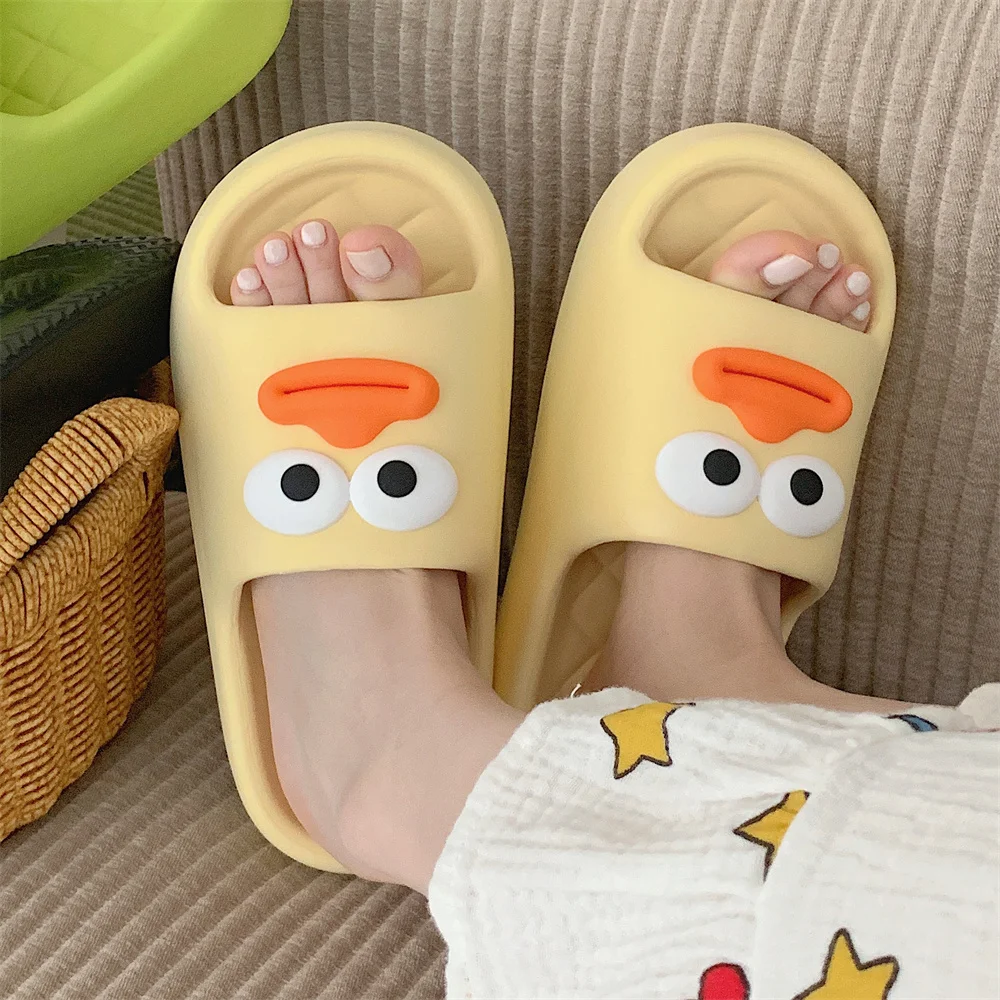 Women Slipper Couple Funny Duck Cute Cartoon EVA Anti Slip Soft Thick Sole Slippers Summer Bathroom Cool Slippers For Men