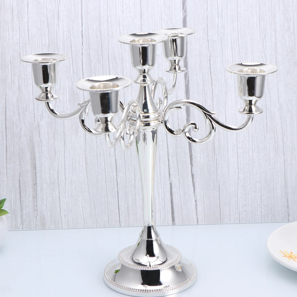 

Stick Holder Candlestick Accessories European Style Alloy Silver Five