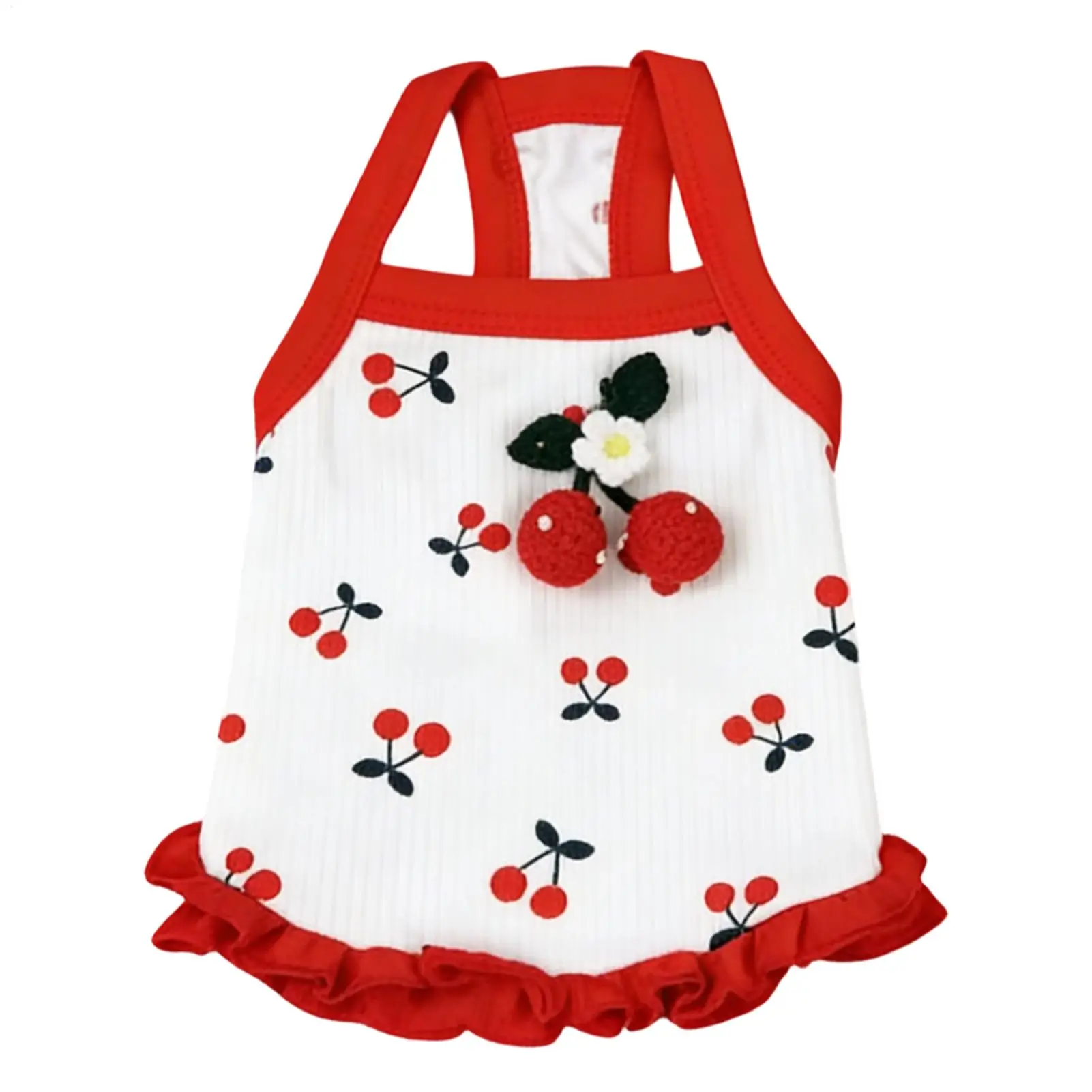 Vêtements pour chien, gilet doux et mignon à motif cerise, vêtements respirants pour petits chiens, Pomeranian, printemps et été
