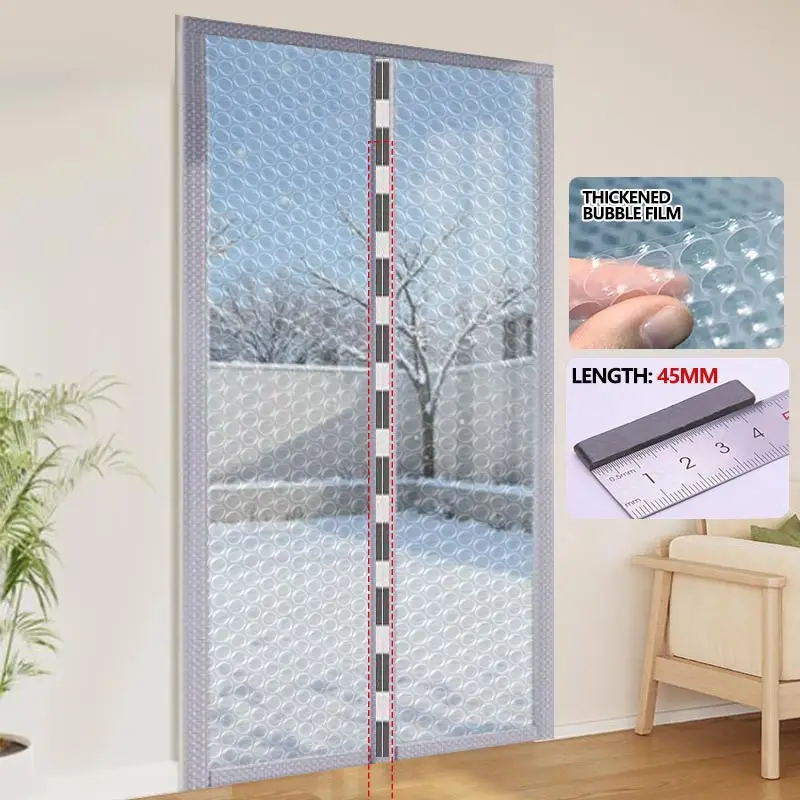 Winter double-layer warm bubble film sealing cold insulation door curtain does not damage the door frame no need to drill holes