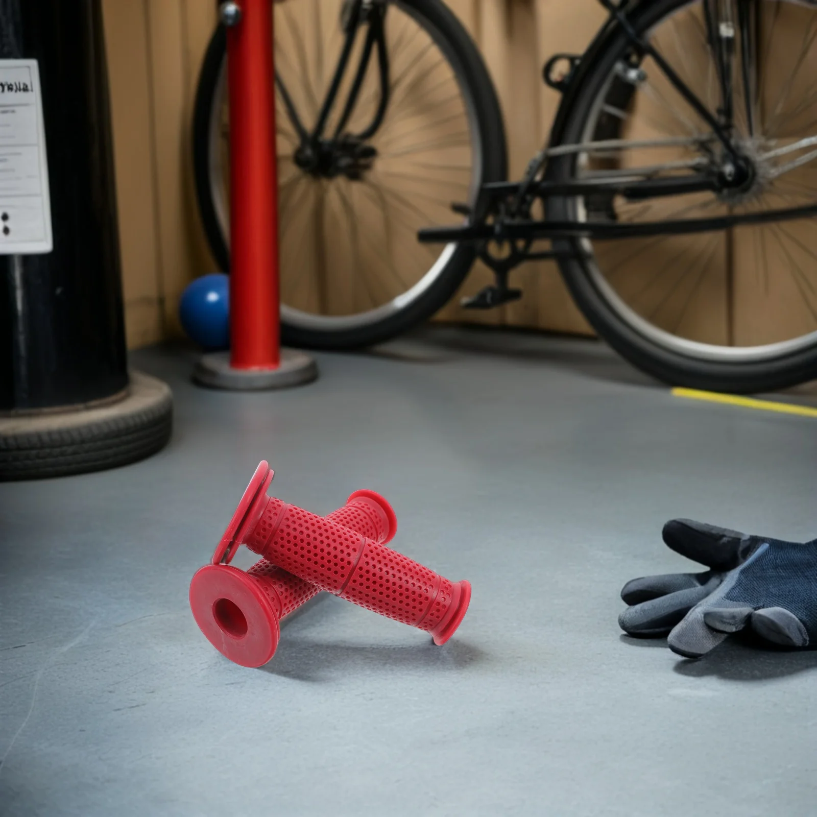 

2pcs Retro Motorcycle Handgrip Vintage Red Handlebar Covers High Friction Material Universal Bike Throttle Grips Dirt