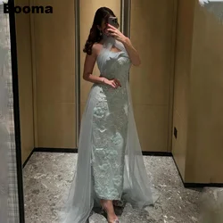 Booma Mermaid Evening Dresses Halter Sleeveless 3D Flowers Formal Occasion Gowns for Women Ankle Length Party Prom Dress Dubai