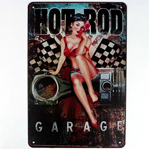 hot rod garage metal tin sign Bar Cafe Garage Wall Decor Retro vintage 8 X 12 inch