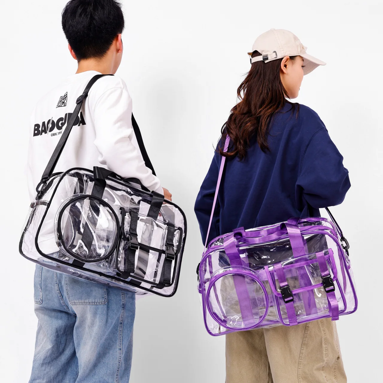 PVC Large Capacity Short Trip Travel Bag Men Women, 2026 New Fashion Lightweight Transparent Carry-on Handbag Luggage Tote