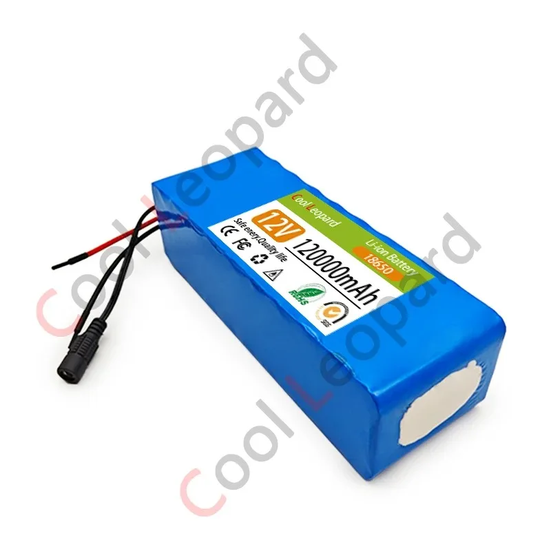 Fishing Battery 12v 3S10P 120Ah Portable 12V Battery Rechargeable Lithium Ion Battery Pack Capacity DC 12.6v Cam Monitor+Charger