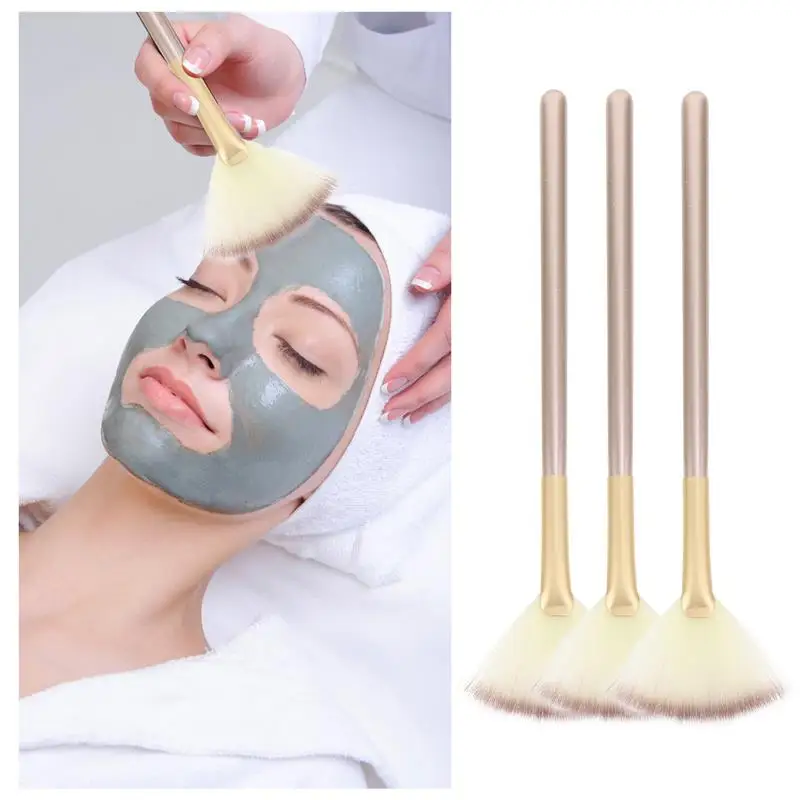 3pcs Practical Facial Brushes Fan Makeup Brushes Soft Portable Mask Brush Tools for Women Ladies Girls Applicator Tools