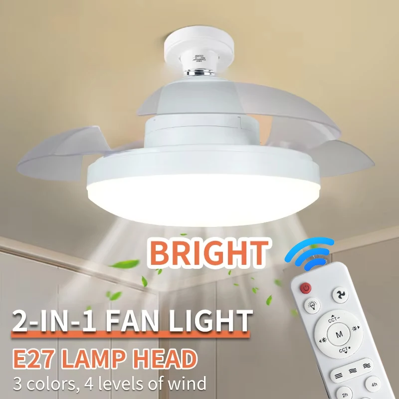 

Home E27 Lighting 2-in-1 Ceiling Fan with Remote Control LED 3 Adjustable Lighting Fixtures Lighting Base Bedroom Living Room