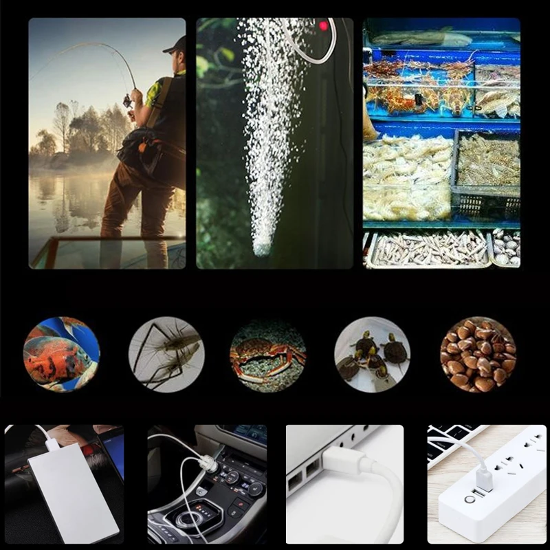 1PC Aquarium USB oxygen pump fish tank portable dual hole air compressor inflator mini adjustable air volume