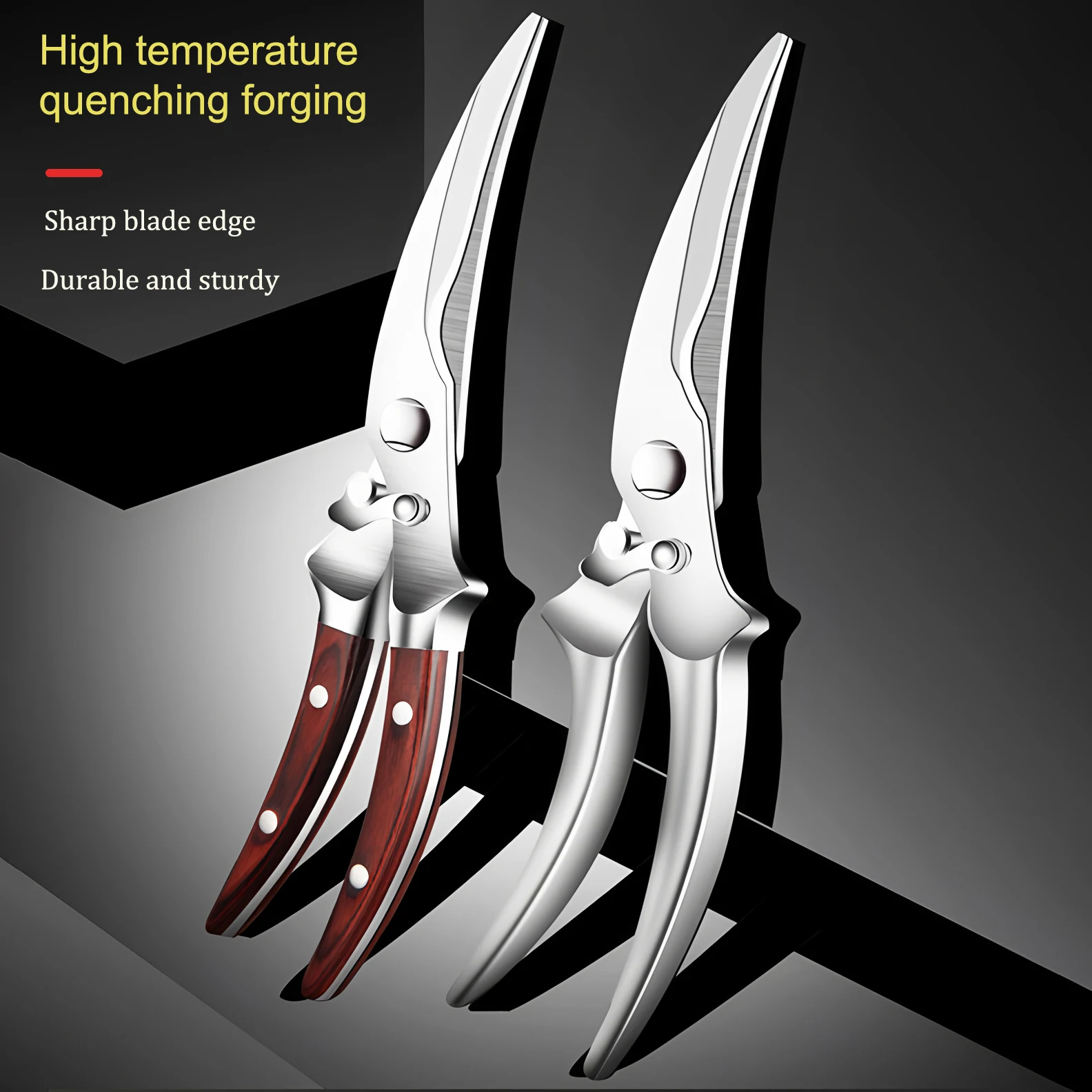 

1PC，Multi-Functional Kitchen Scissors Chicken Bone Scissors Non-Slip Handle Chicken Wings Fish BBQ Scissors Kitchen Stuff