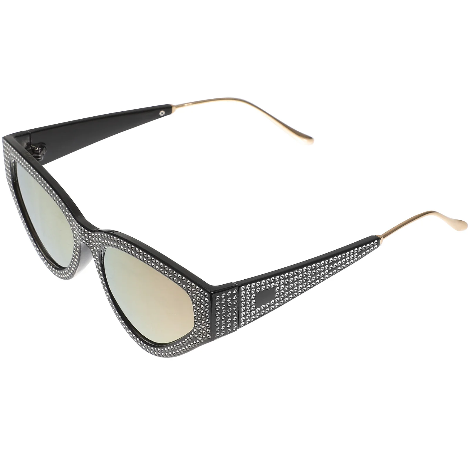 زوج واحد من النظارات الشمسية ذات الإطار المعدني للنساء، مرصعة بالألماس اللامع، حماية من الأشعة فوق البنفسجية، خفيفة الوزن، نظارات عصرية لحفلات الشاطئ والسفر #1