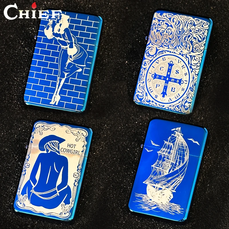 

CHIF New Ultra-Thin Portable Metal Lighter Windproof Creative Colorful Patterned Sand Wheel Constantin Portable Ignition Device