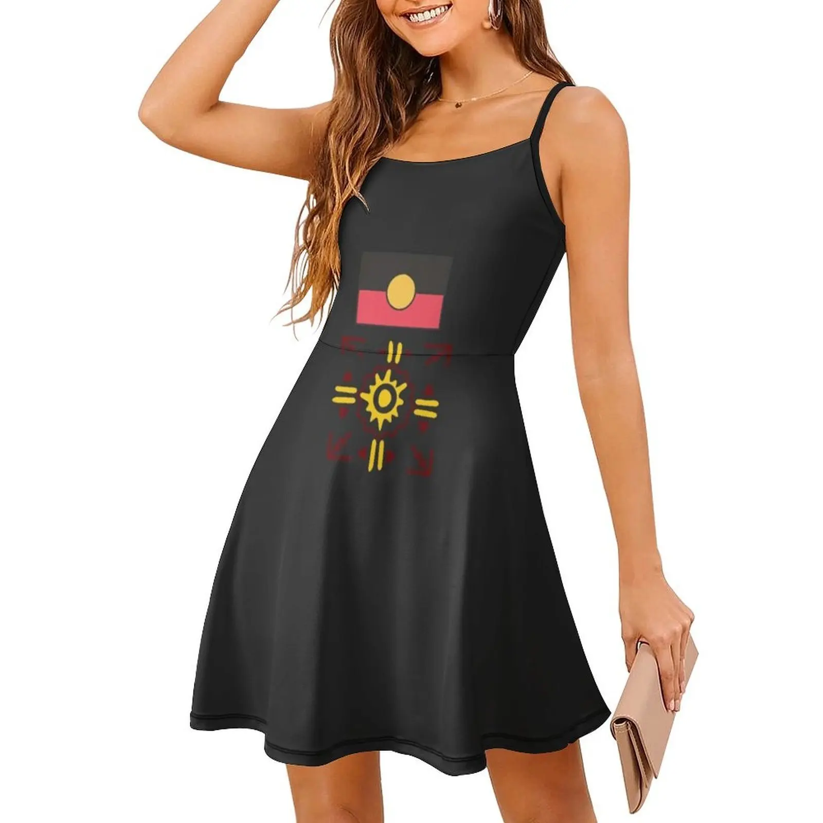 فستان قصير على طراز السكان الأصليين Preppy للنساء على شكل حرف a فضفاض مناسب فستان يوم غير رسمي ملابس نسائية أستراليا من السكان الأصليين