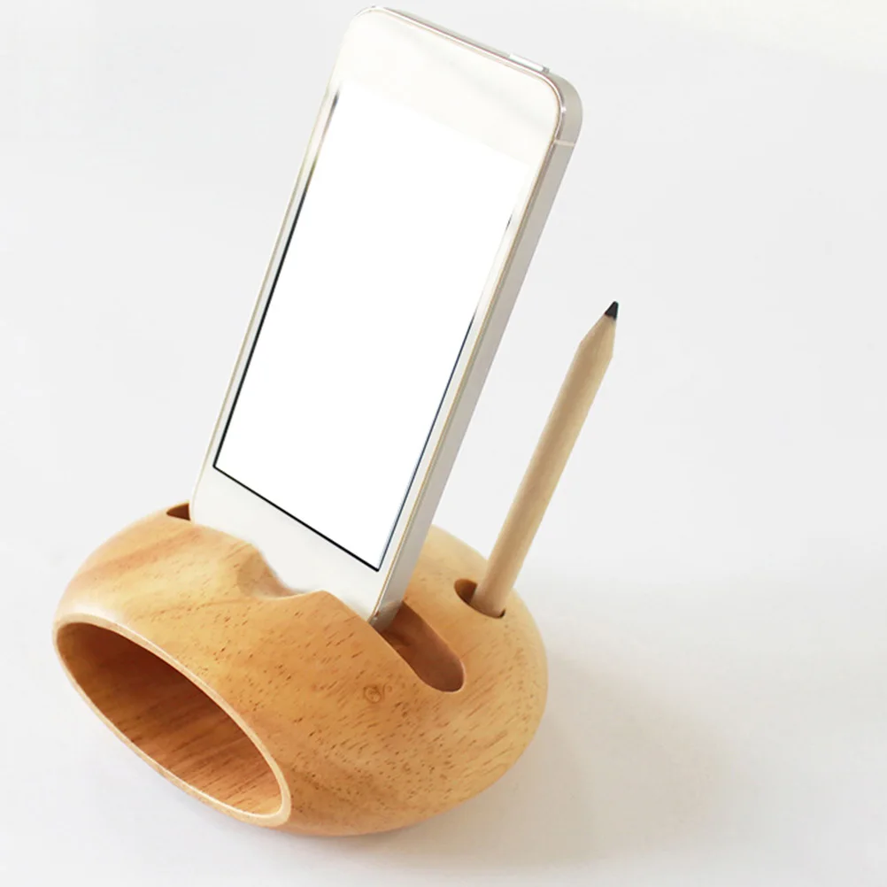 

Wooden Phone Holder Creative Speaker Rack Mobile Phone Bracket Polished Natural Desk Decor Multipurpose Stand Eco Friendly