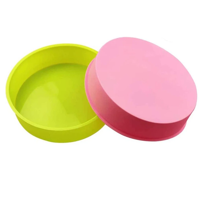 2Pcs Silicone Cake Molds,8 Inch Round Cake Tins,Non Stick Baking Molds,Bakeware For Chocolate Cookies/Breads