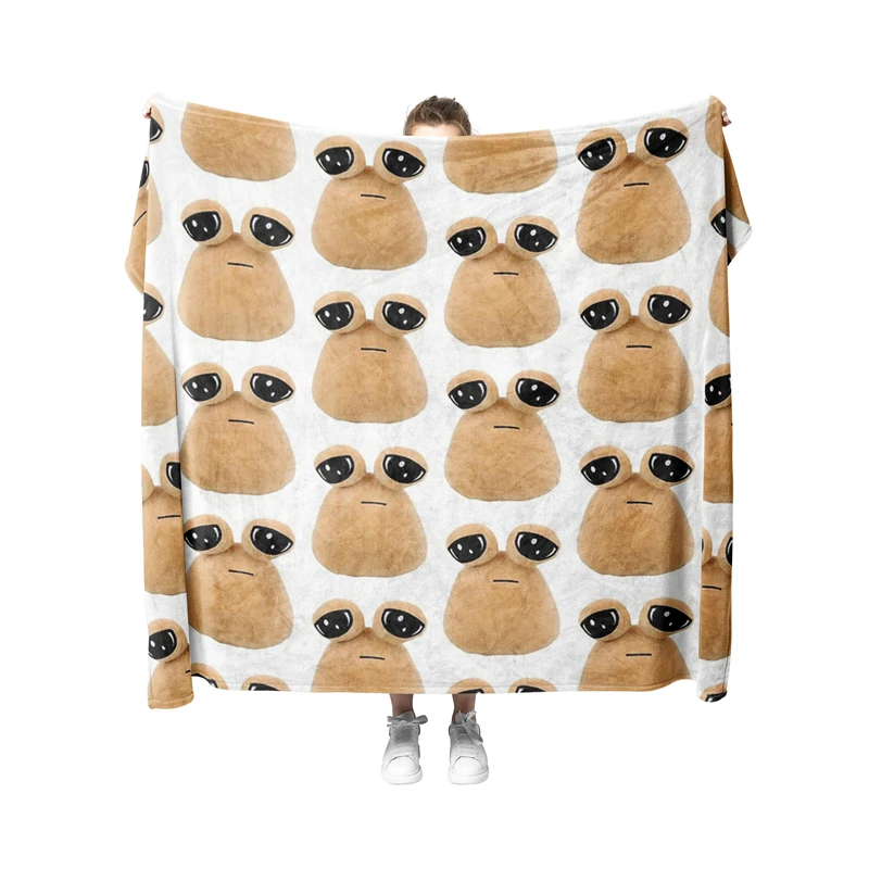 Aertemisi Alien Pou Plush Pet Blanket for Small Medium Large Dog Cat Puppy Kitten Couch Sofa Bed