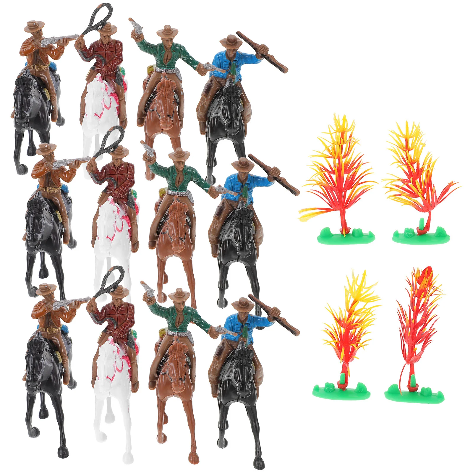 

12 Pcs Model Horseman Micro People Figurines Human Landscape Models Mannequin Painted Plastic Child