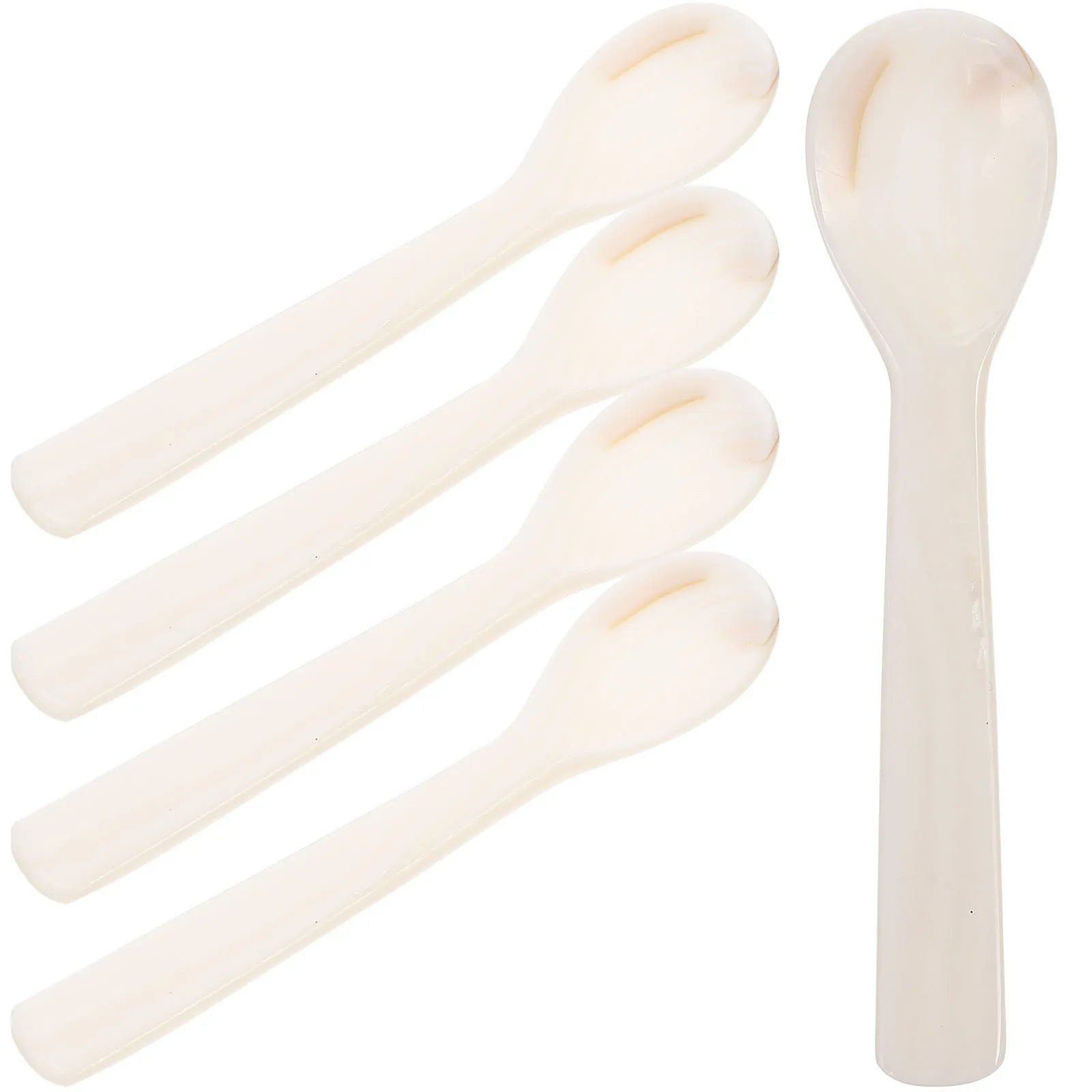 

5Pcs Shell Mixing Spoons Premium Coffee Stirring Spoon Smooth Round Head Comfortable Grip Multi-Function Beverage Dessert Spoon