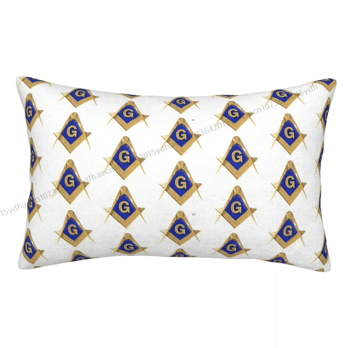 

Freemason Gold Square Compass White Background Masonic Printed Pillow Case Backpack Cojines Covers Breathable Decor Pillowcase