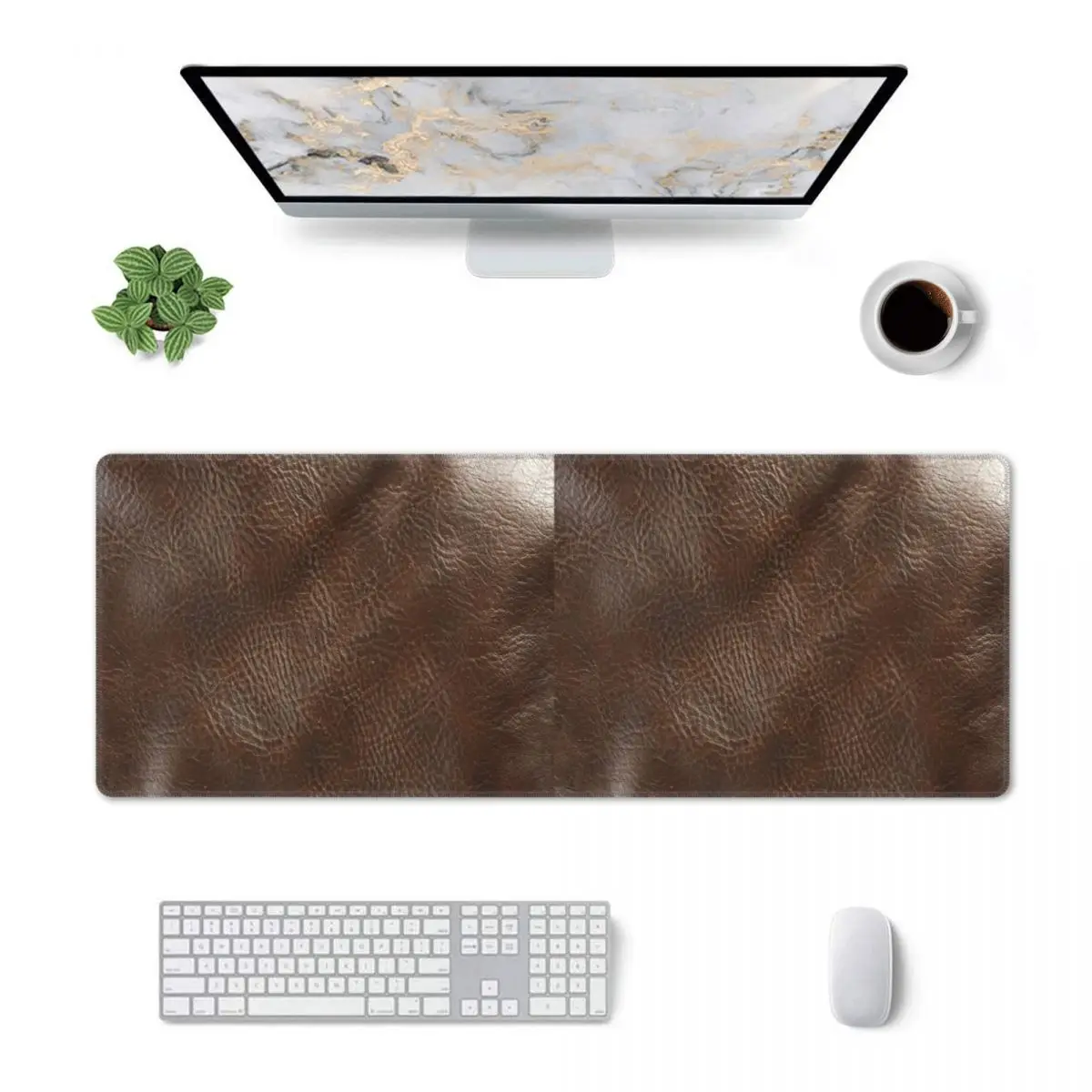 Large Mouse Pad Dark Brown Leather Effect Material Gamer PC Laptop Mats Keyboard Carpet Computer Gaming Office Desk Mat