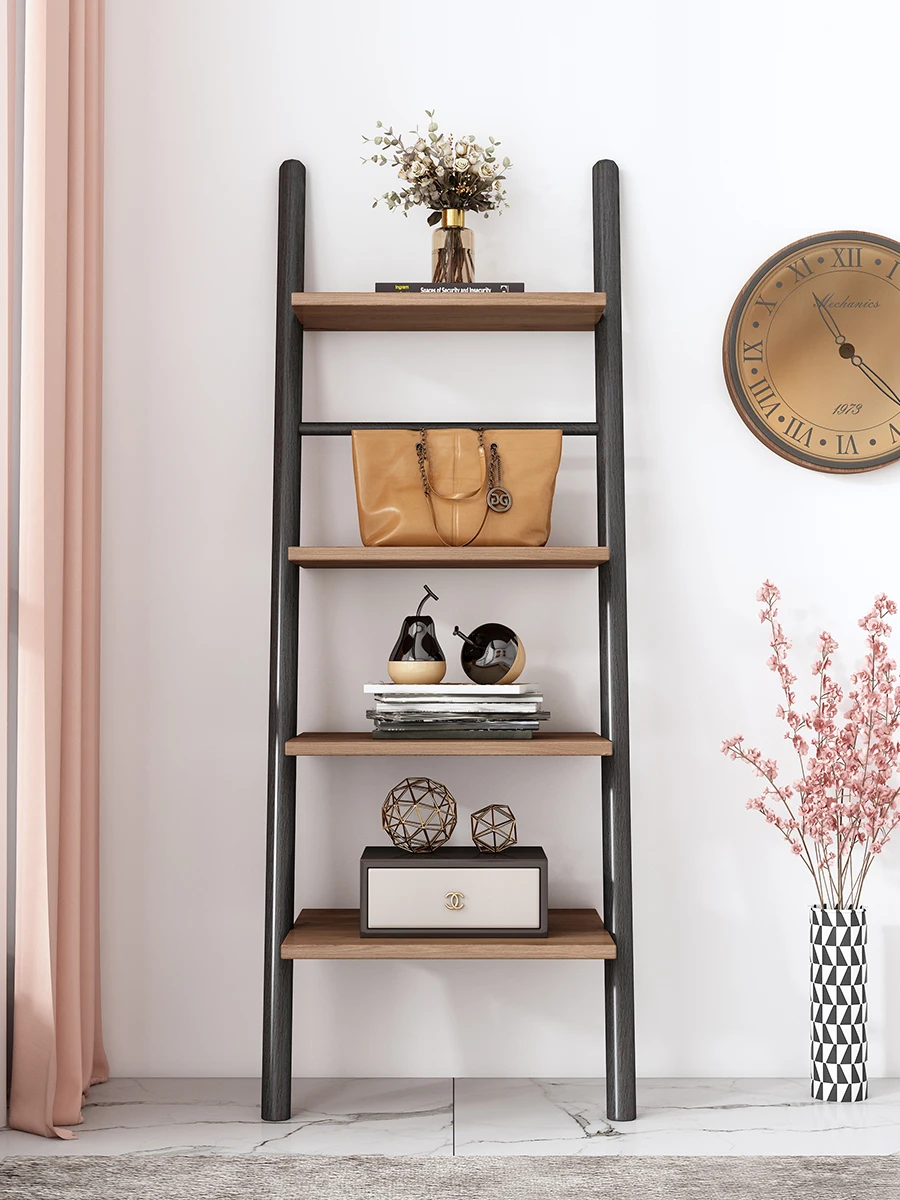 

Storage rack modern and simple solid wood floor to floor multi-layer storage rack Living room bedroom storage flower rack