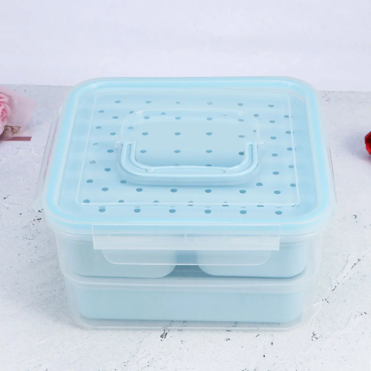 

6pcs Food Containers Kitchen Crisper Plastic Lunch Box Storage Fridge Meal Prep Organizer Blue Snack Boxes Soup Cup Portable