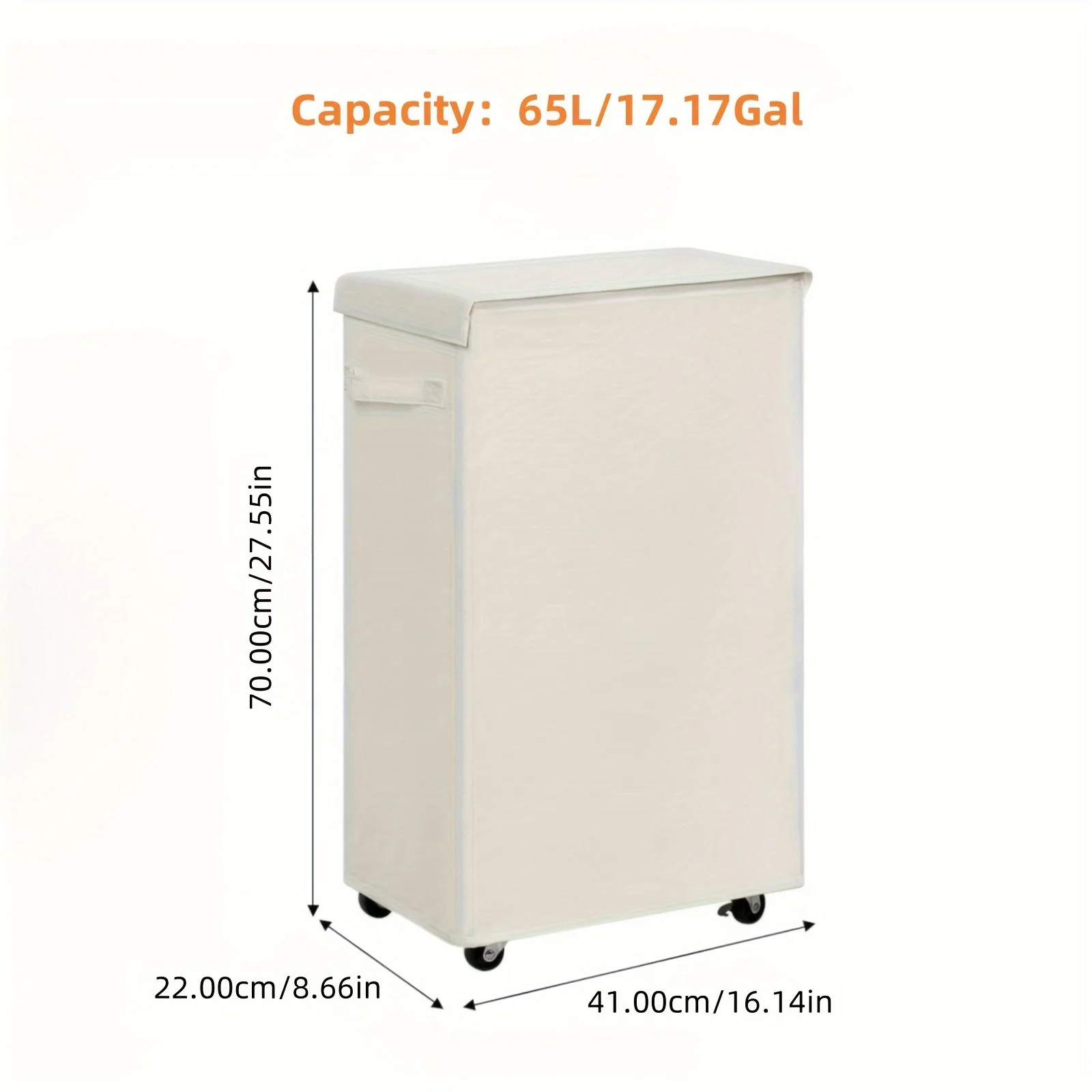 1PC 65L/17.17Gal Laundry Basket With Wheels And Lid,Closed Laundry Hamper,Suitable For Bedrooms,Bathtubs,Laundry,Dormitories