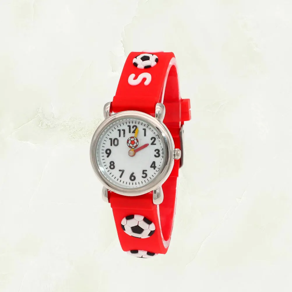 

Kids Soccer Theme Watch Cartoon Silicone Quartz Watch For Children Red Durable Safe Design Precise Movement Lovely Gift Creative