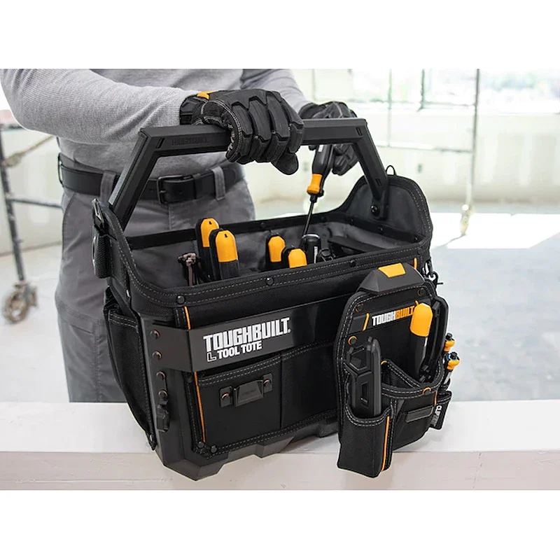 TOUGHBUILT TB-CT-82-12 12-Zoll-Werkzeugtasche mit festem Boden ist robust, einfach zu bedienen, tragbar und mit mehreren Speichern für Experten