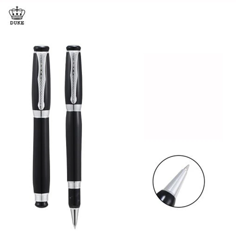 Duke Black Metal Tutor Natural Pearl on Top Roller Ball Pen Refillable Silver Trim Professional Office Stationery Writing Tool