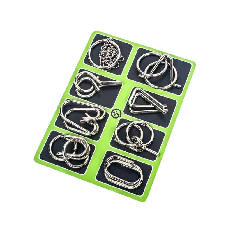 8 Teile/satz Metall Montessori Puzzle Draht IQ Geist Gehirn Teaser Puzzles Kinder Erwachsene Interaktive Spiel Reliever Pädagogisches Spielzeug