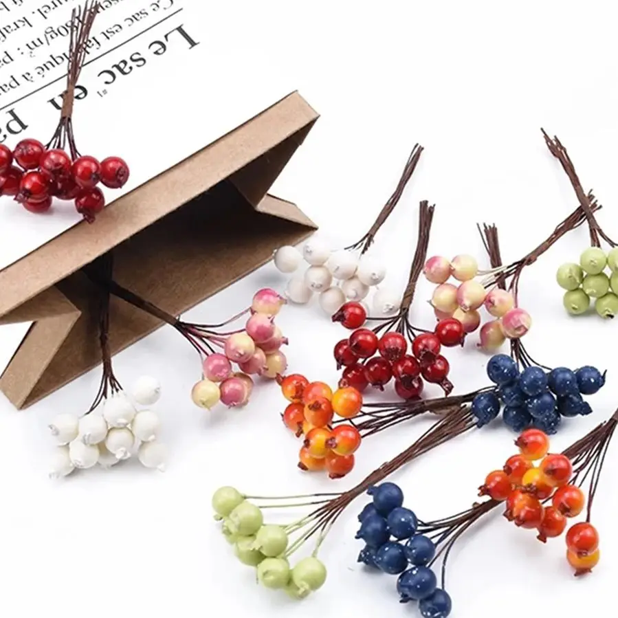 

20/50pcs Artificialflower pomegranate diy gift candy box Christmas festival party Home Decor Wedding wall bouquet hairpin brooch