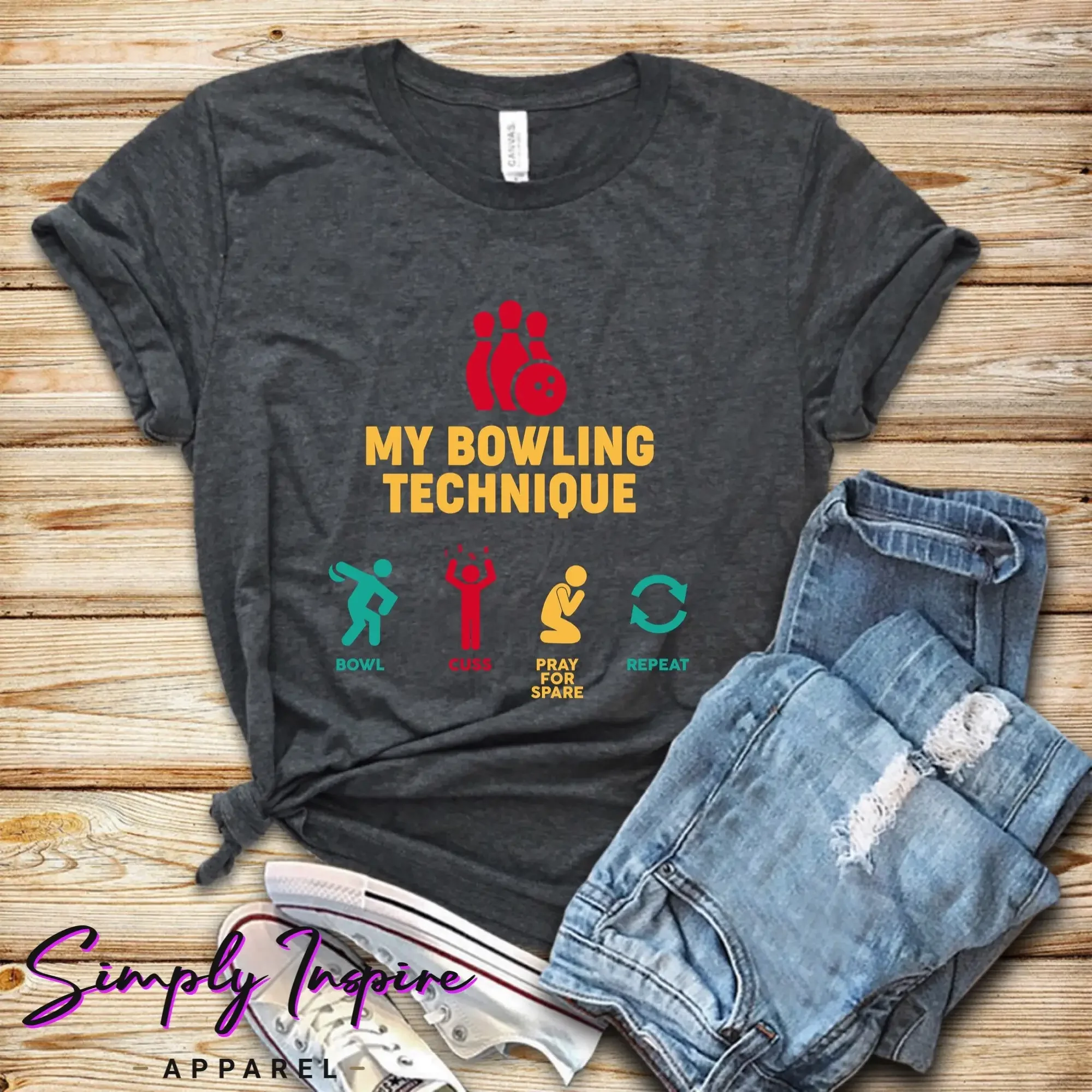 Bowling T Shirt My Technique Birthday Funny Party Team S Tanktops