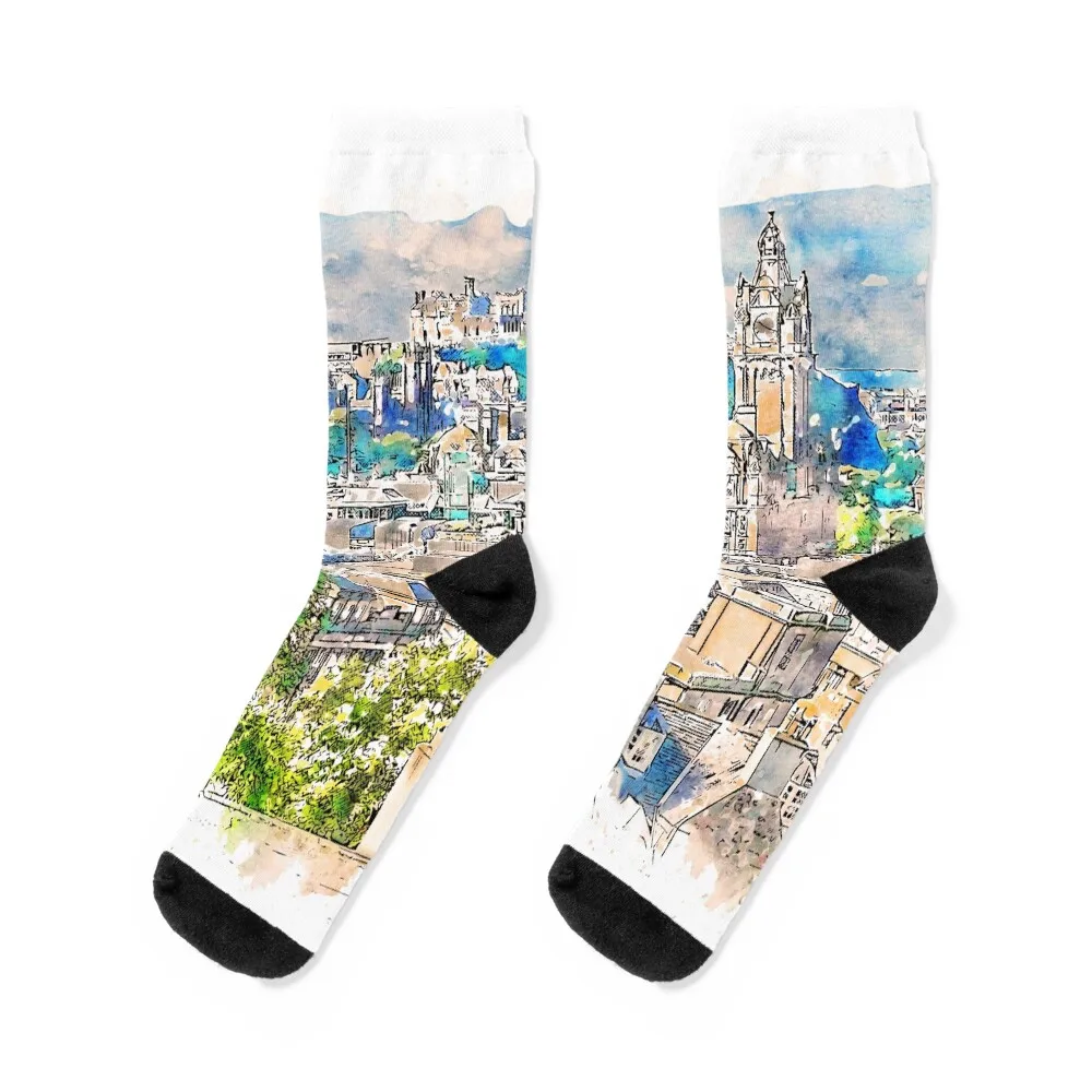 

Edinburgh cityscape Socks set Stockings gym Antiskid soccer Women's Socks Men's