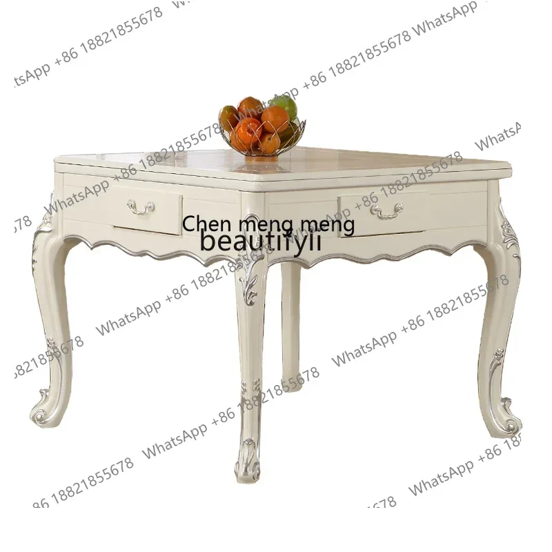 X A European-Style Mahjong Machine Automatic Solid Wood Mahjong Table Dining Table Dual-Use Electric Chair
