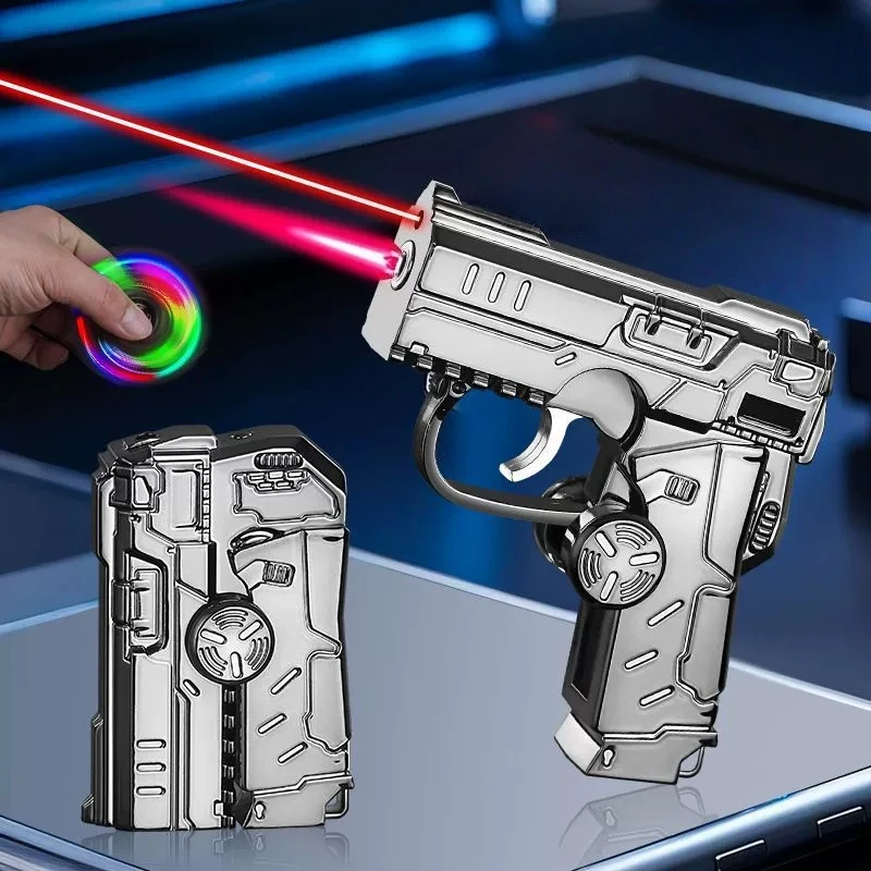 Fashionable Portable Laser Lighter Foldable Windproof Jet Flame Inflatable Outdoor Lighter Men's Cool Gift Stress Relieving Toy