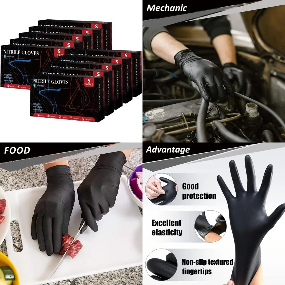 

Nitrile Disposable Gloves, 4 Mil, 100 Pack, Latex-Free, Powder-Free, Ideal for Cooking and Household Use