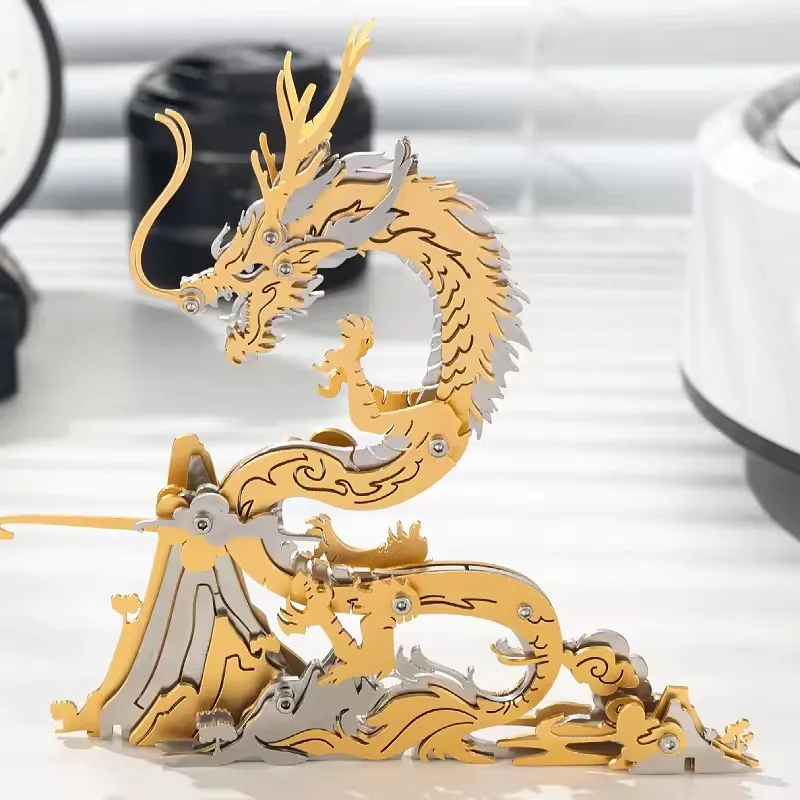 3D Metal Jigsaw Puzzle Chinese Dragon DIY Assembly model Fine Assembly Model Suitable Creative Gift for Adults or home decor