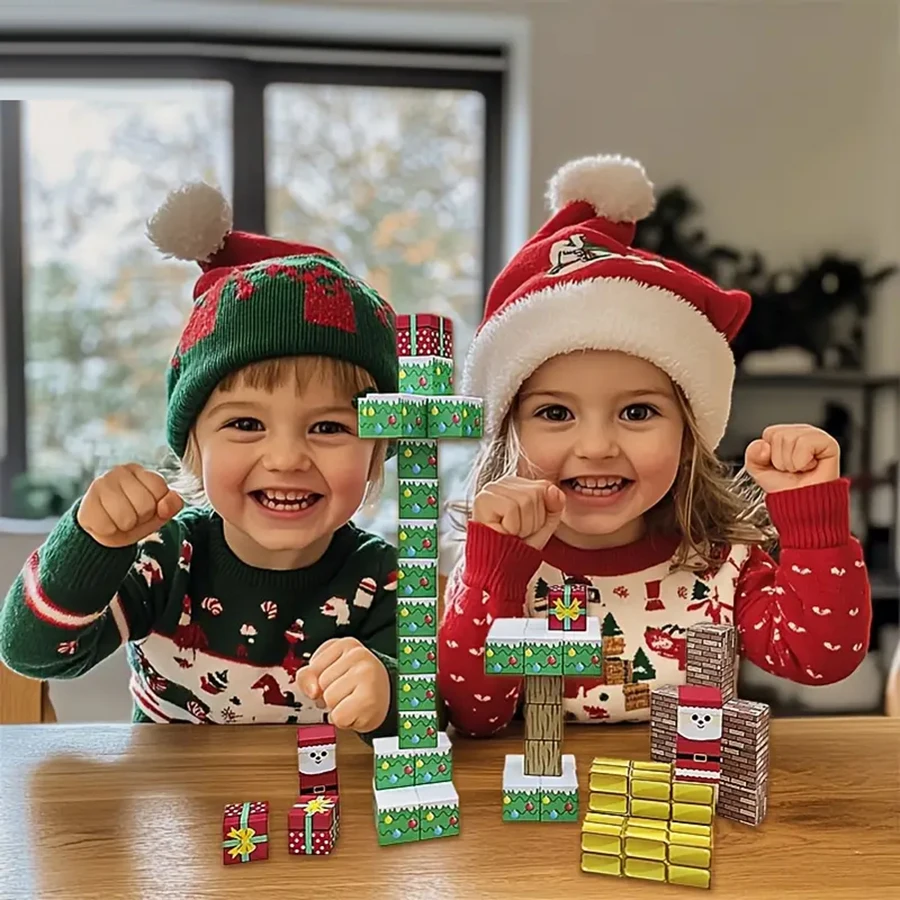 Magnetic Blocks Build Mine Magnet World Christmas Edition Magnetic Tiles Building Blocks Toddler Toy STEM Sensory Toys Girls Boy