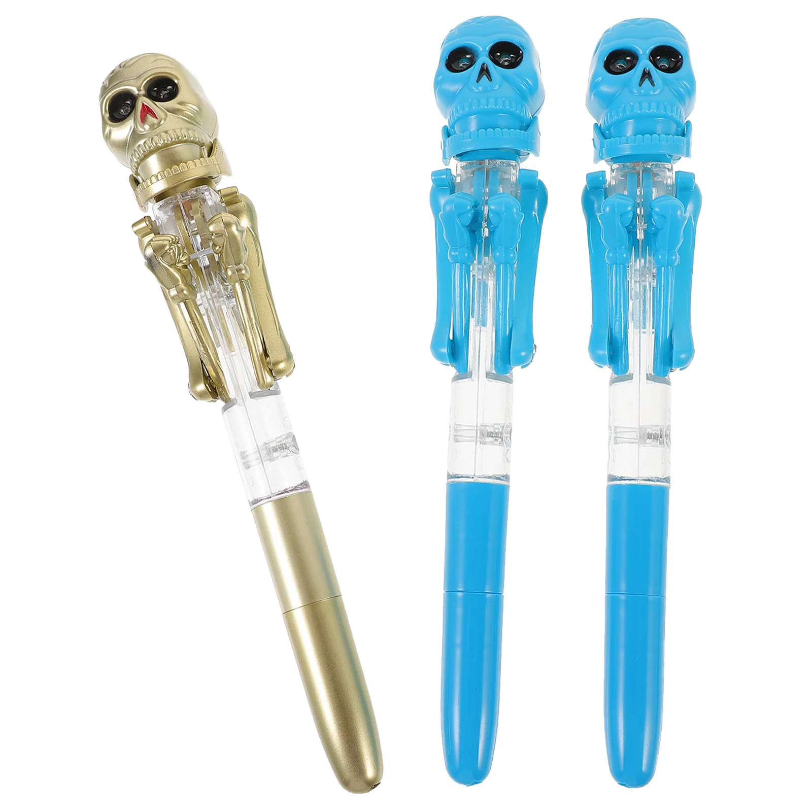 

3Pcs Skull Ballpoint Pens with Glow Feature Halloween Theme Writing Instrument for Party Decorations School Supplies
