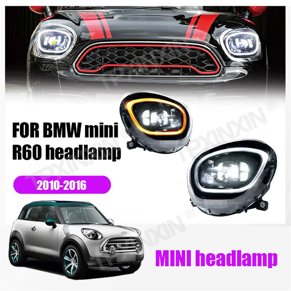 For Bmw Mini 2010-2016 R60 Led Headlamp Dual Lens Assembly Rgb Seven Colors Plug And Play Signal Lamp Auto Accessories DRL