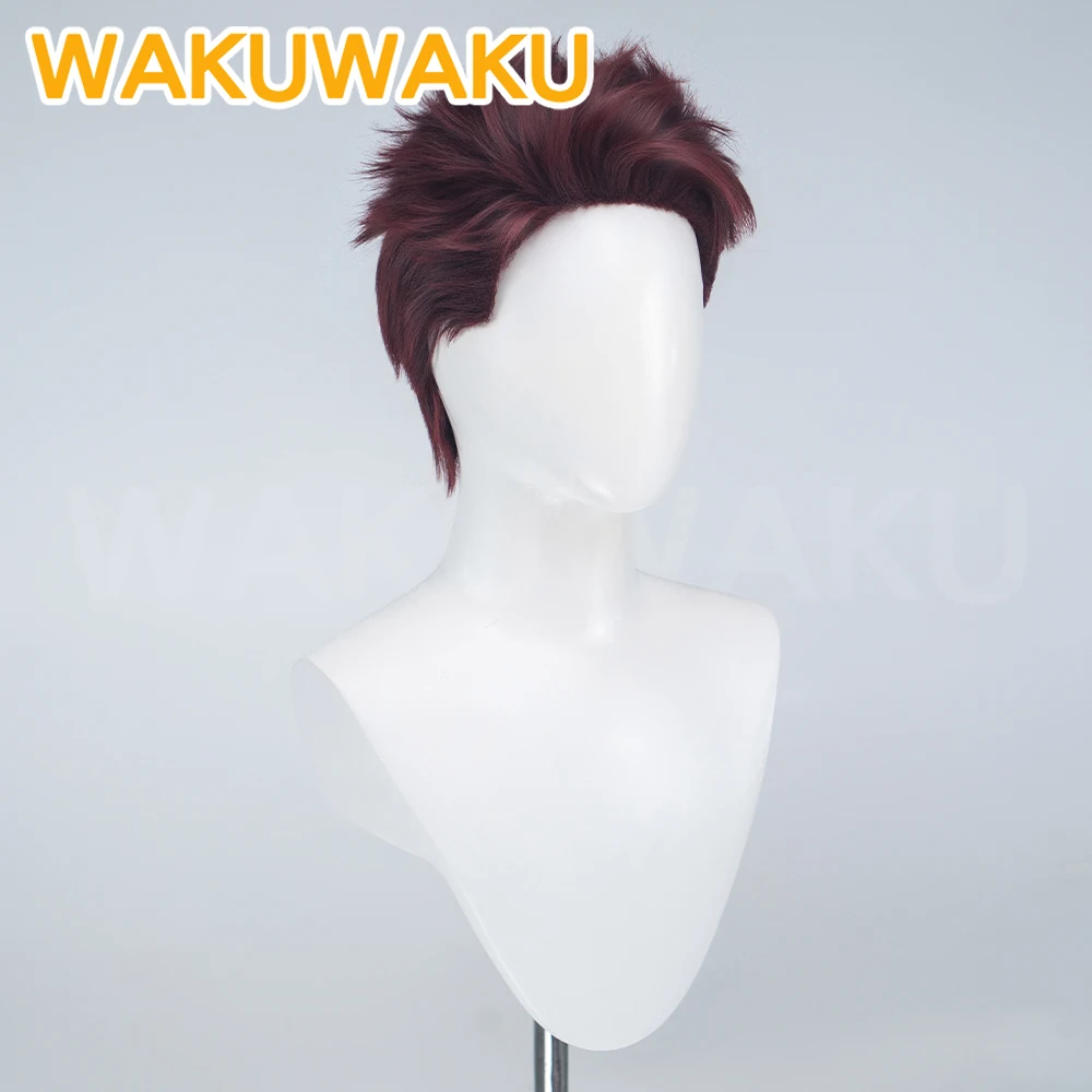 IN STOCK Valko Cosplay Wig Game Love and Deepspace WakuWaku Men Wine Red Short Hair Valko Ao Yin Cosplay Free Wig Cap - view 3