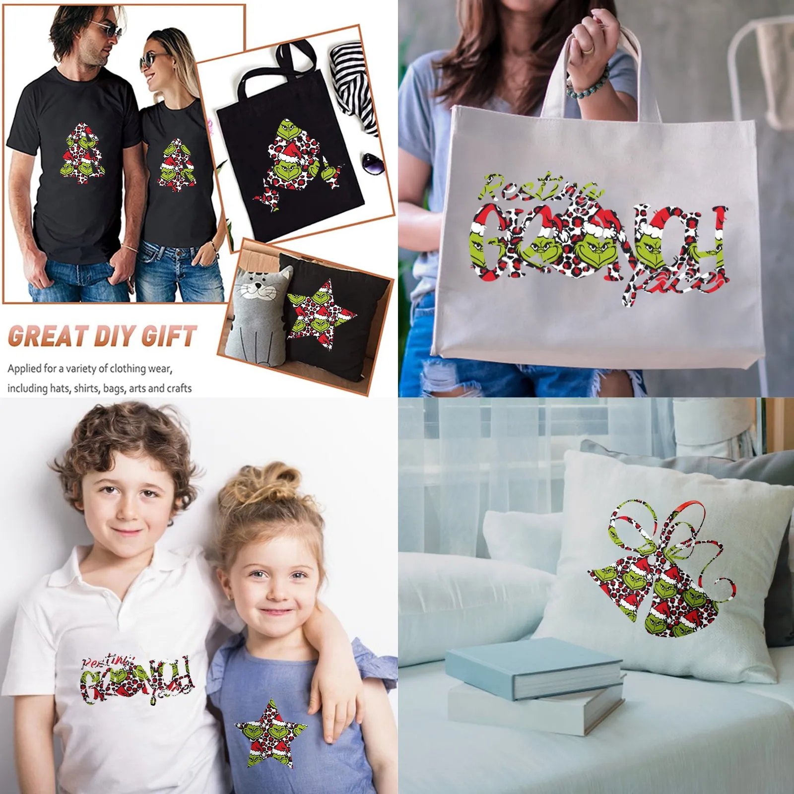 Happy Christmas Day Green Decoration Heat Transfer Vinyl HTV Iron On Vinyl Bundle Bundle Suitable For Shirts Patterns